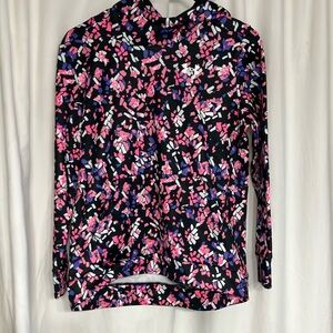 Under Armour Pink and Blue Graphic Long Sleeve Blouse YOUTH Large